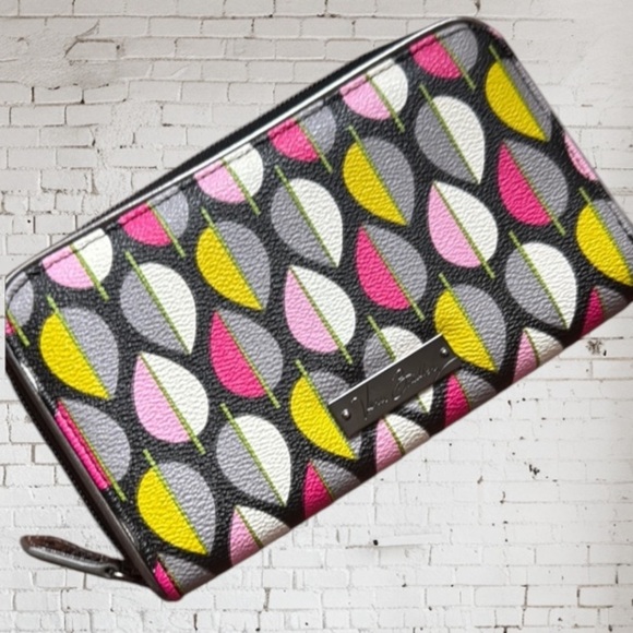 Vera Bradley Wallet zip around canvas Stylish Multicolor moon drops - Picture 5 of 6